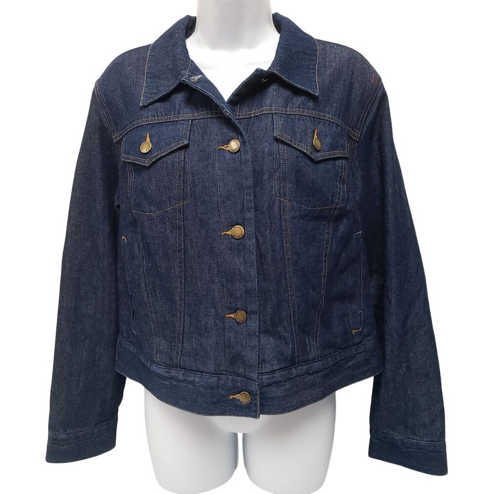 Isaac Mizrahi for Target Womens Denim Jacket Pink Lining Size L - Picture 1 of 9